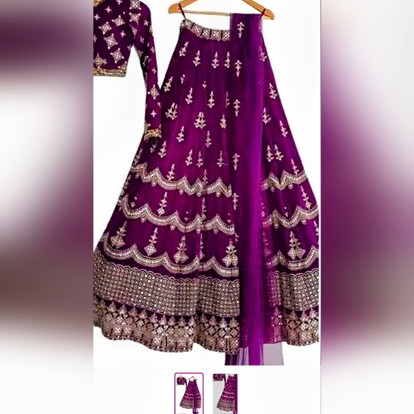 Party style Lehnga ,stitched blouse with embroidered dupatta - Picture 13 of 14